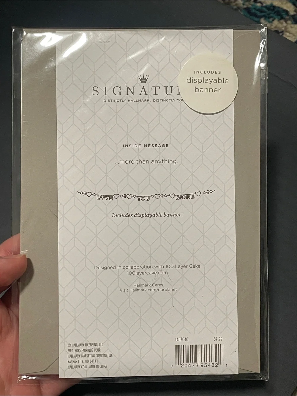🖤5/$25 NWT hallmark signature greeting card and envelope gold banner love